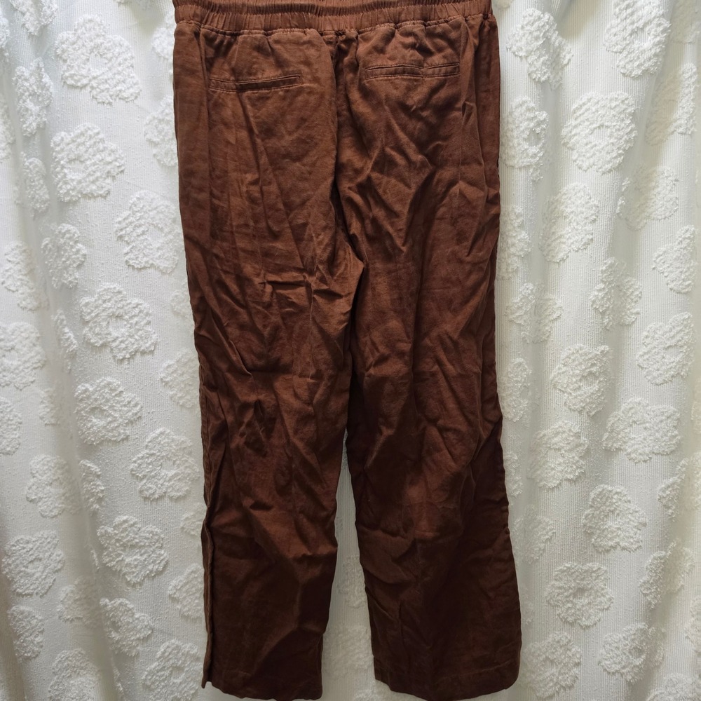 Quince Womens Brown 100% European Linen Wide Leg Drawstring Pants Size Large - Picture 9 of 9
